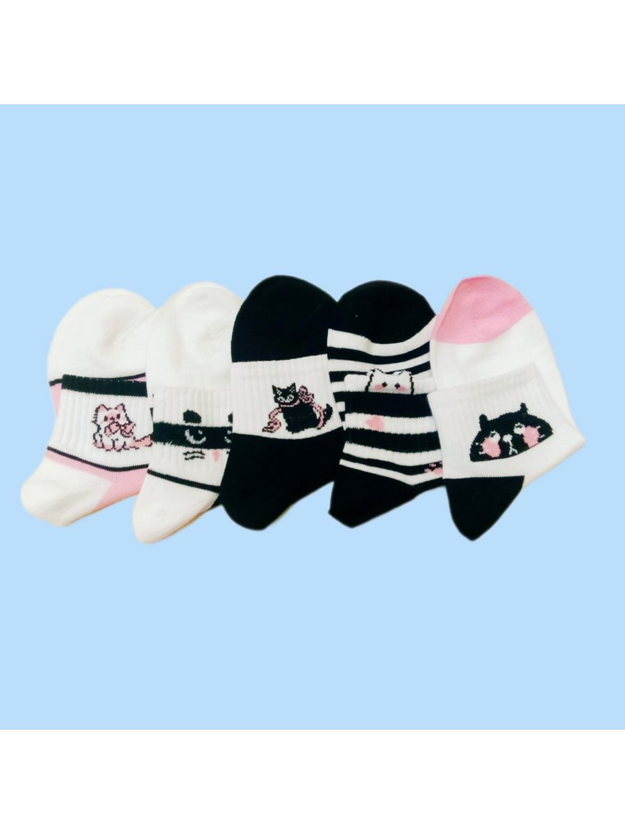Носки детские Носки 7-я полоска, белый, розовый, черный, 20-22