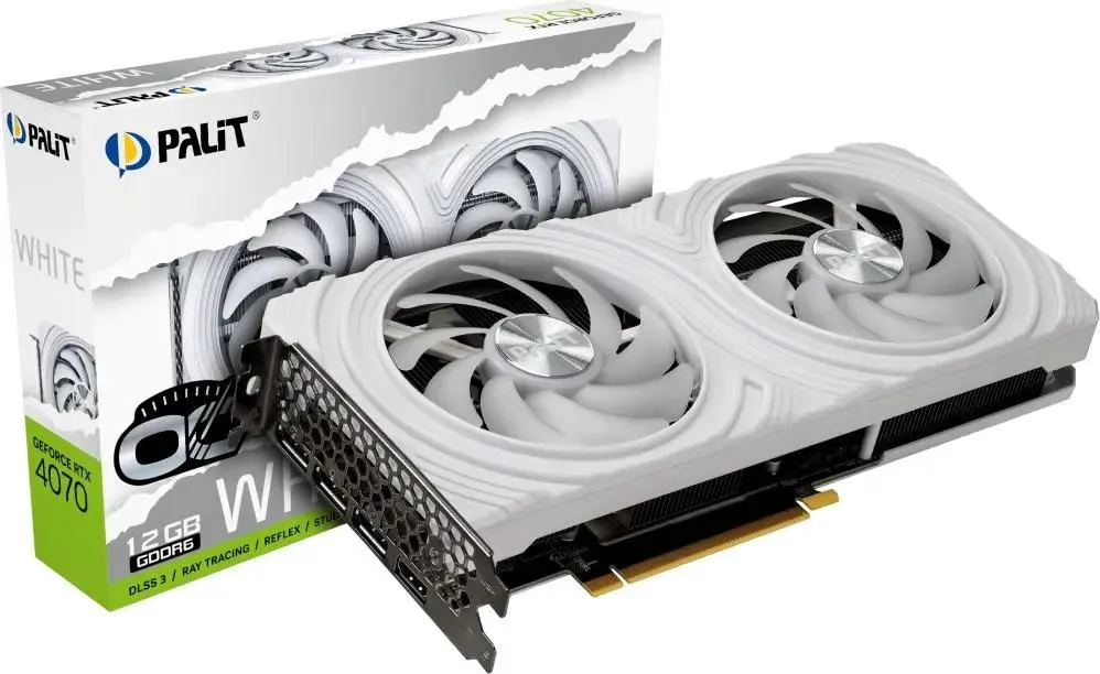 

Видеокарта Palit NVIDIA GeForce RTX 4070 DUAL 12GB (NE64070S19K9-1048L.), Белый, GeForce RTX 4070 DUAL 12GB