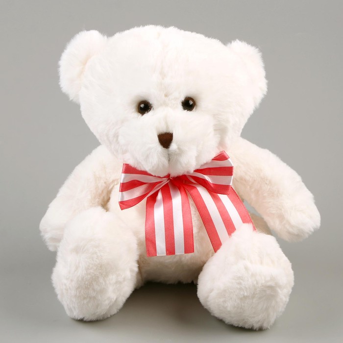 Мягкая игрушка Медведь с бантиком, 22 см, белый