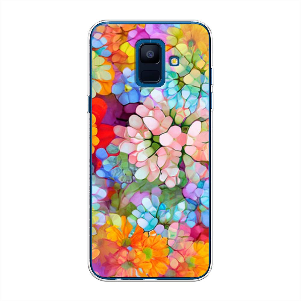 

Чехол на Samsung Galaxy A6 "Цветы витраж", Оранжевый;розовый;голубой, 25950-3
