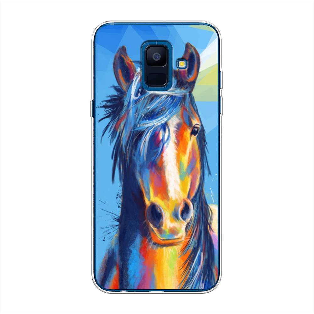 

Чехол на Samsung Galaxy A6 "Лошадь арт 3", Голубой;желтый;синий, 25950-1