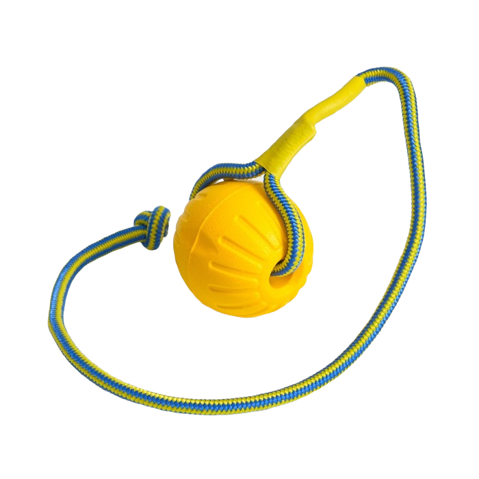 Мяч Пижон из EVA на верёвке, для дрессировки, 7 см, жёлтый