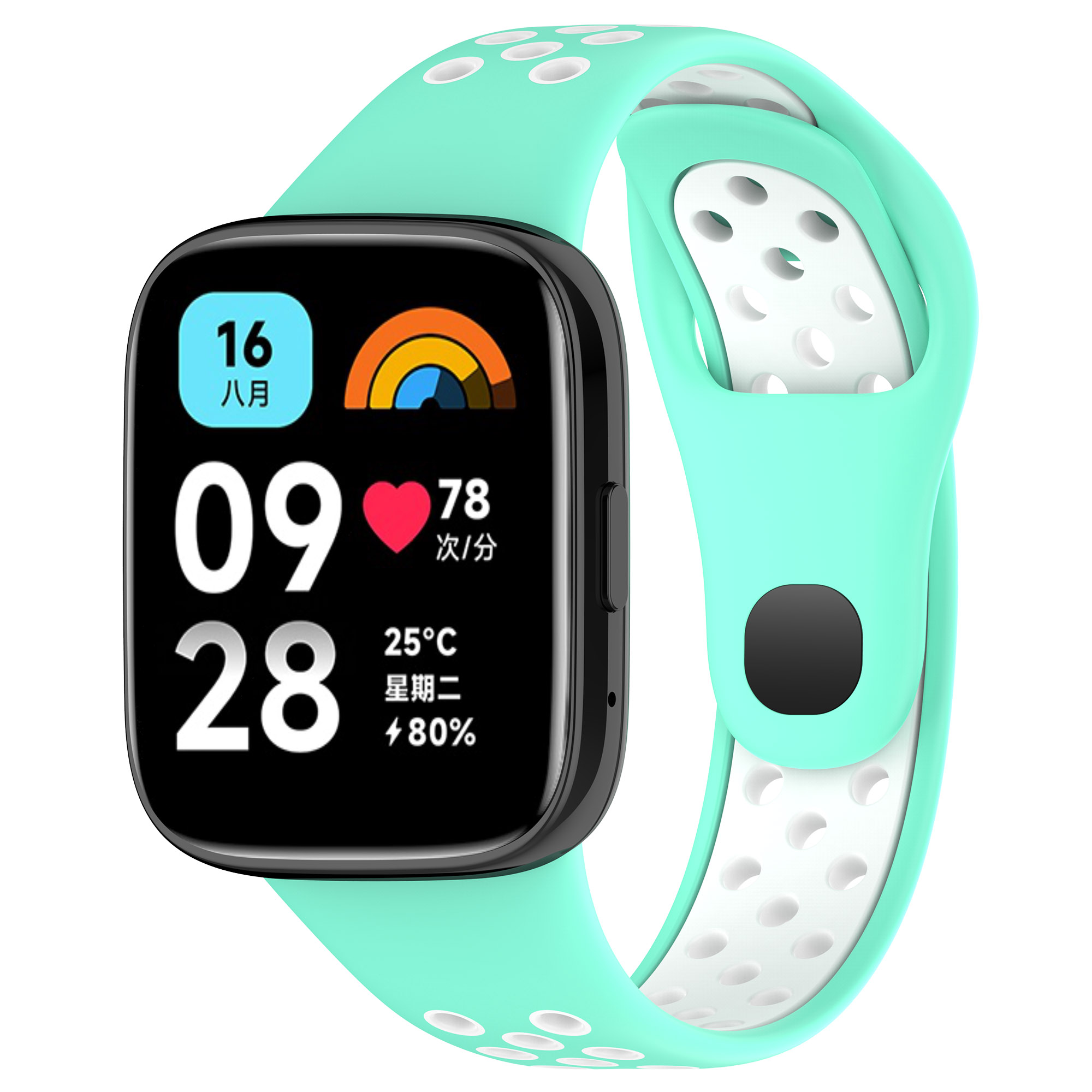 Двухцветный силиконовый ремешок для Redmi Watch 3 Lite, Watch 3 Active, чайно-белый