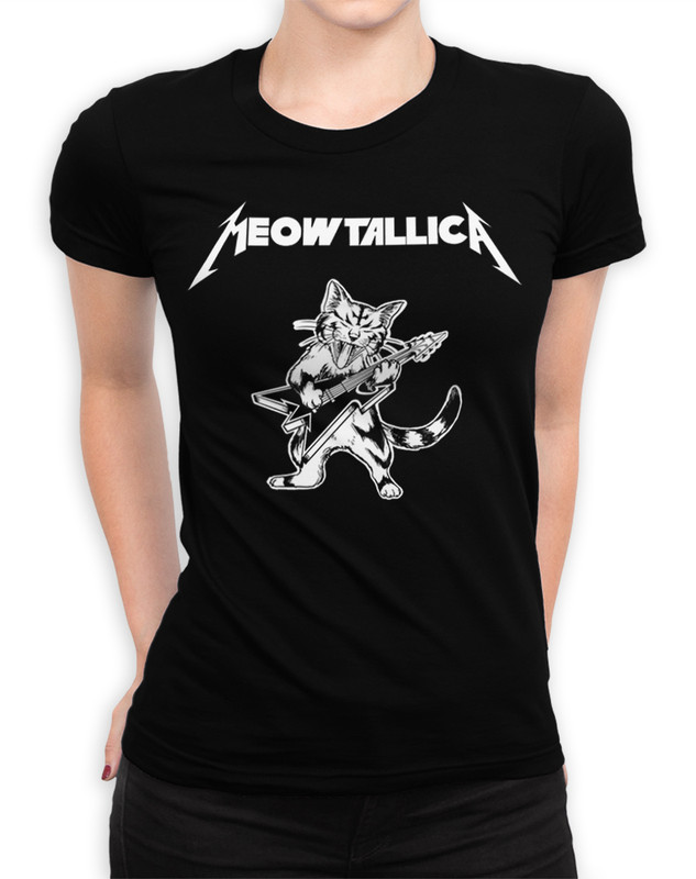 фото Футболка женская dream shirts котик metallica 14889711 черная 3xl