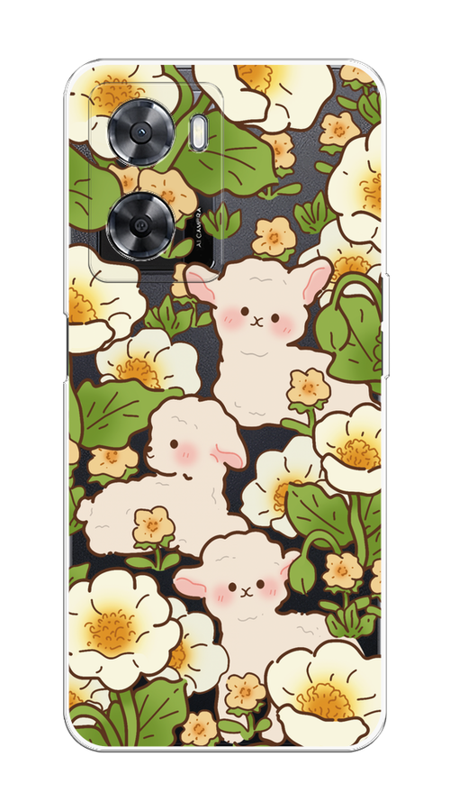 

Чехол на Oppo A57 4G/A77 4G/A77s 4G/A57s "Овечки в цветах", Зеленый;бежевый, 2511550-1