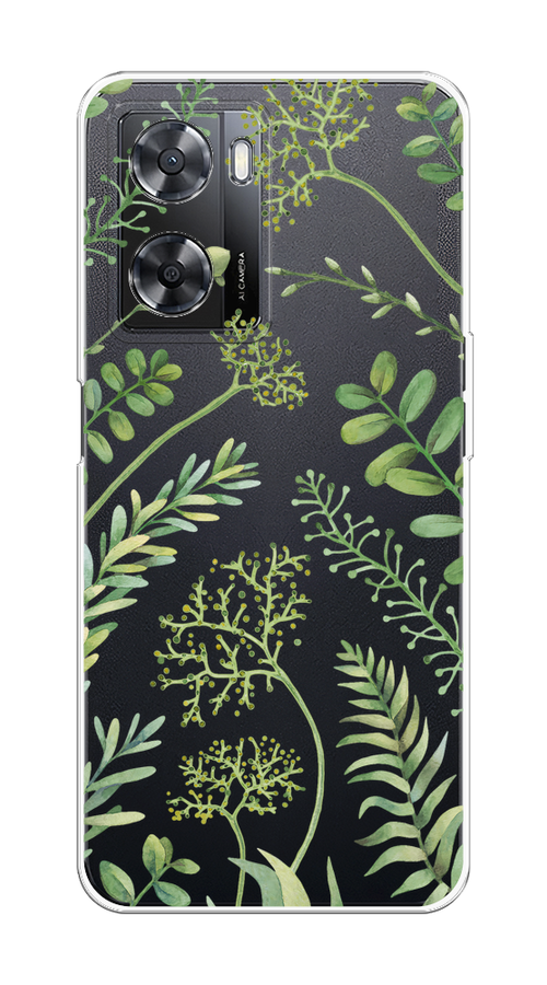 

Чехол на Oppo A57 4G/A77 4G/A77s 4G/A57s "Green Leaves", Зеленый;прозрачный, 2511550-1