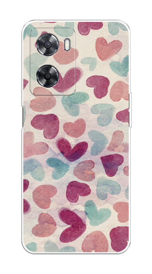 

Чехол на Oppo A57 4G/A77 4G/A77s 4G/A57s "Фон из сердечек 4", Розовый;голубой, 2511550-1