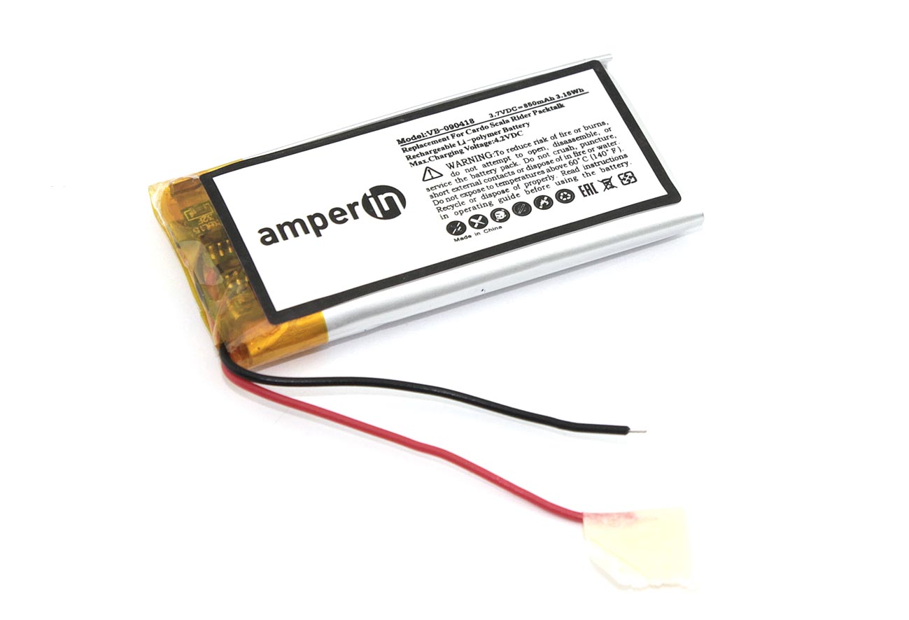 

Аккумуляторная батарея Amperin для Cardo Scala Rider Packtalk 850mah, Серебристый, VB-090418