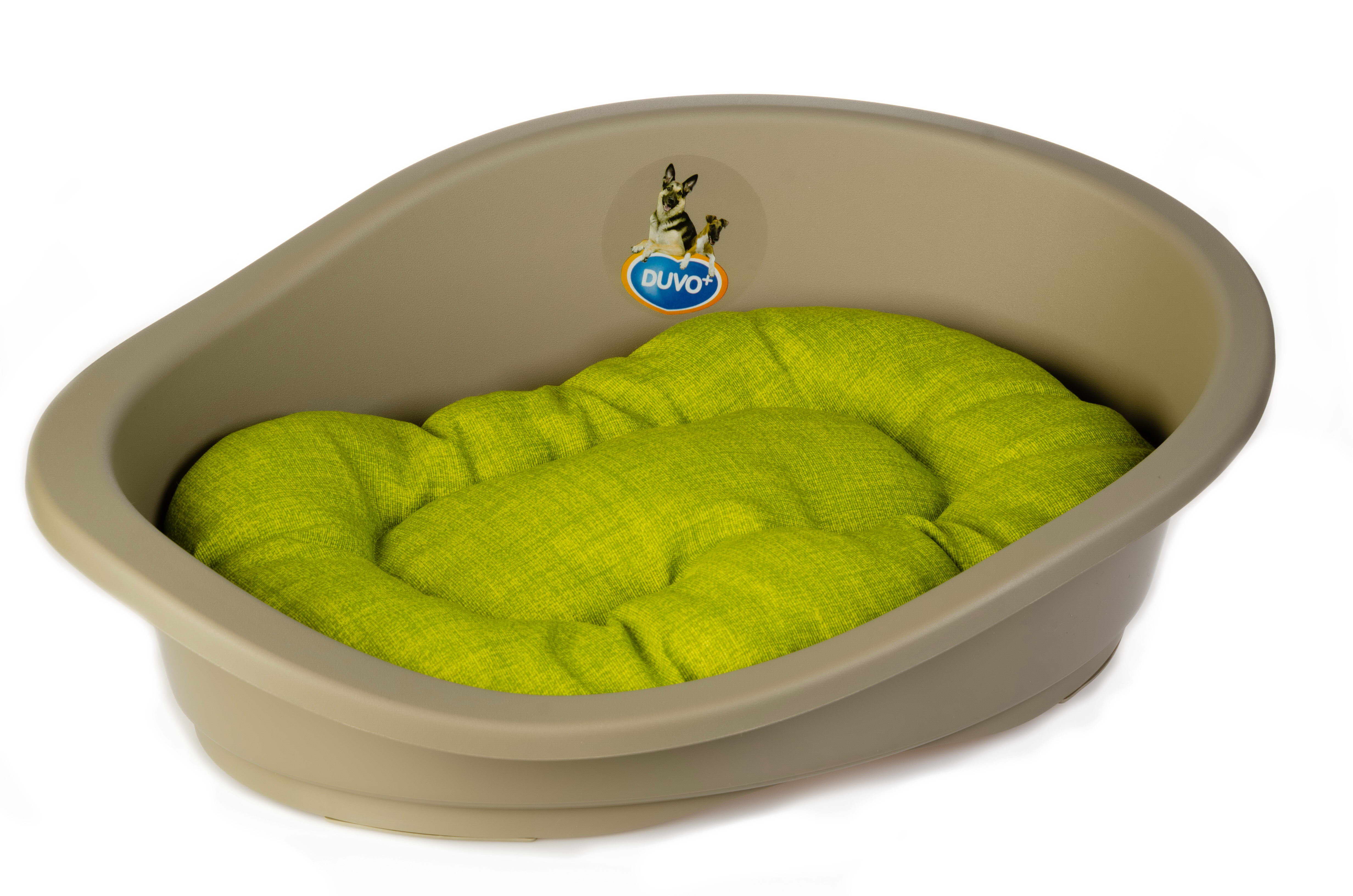 фото Лежанка duvo+ соня пластиковая с подушкой для собак (коричнево-зеленый)