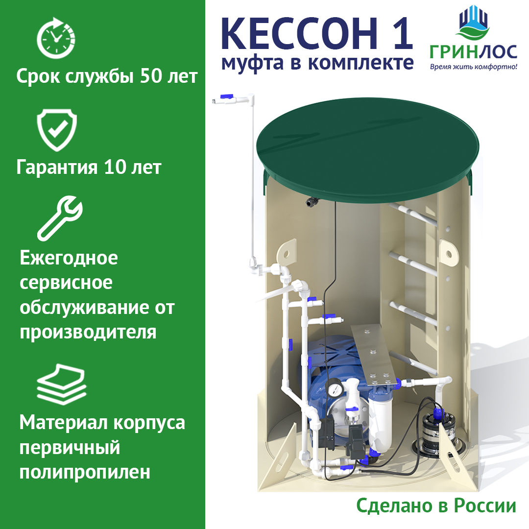 

Кессон ГРИНЛОС 1 пластиковый с муфтой 90/110 211-1, 1-90/110