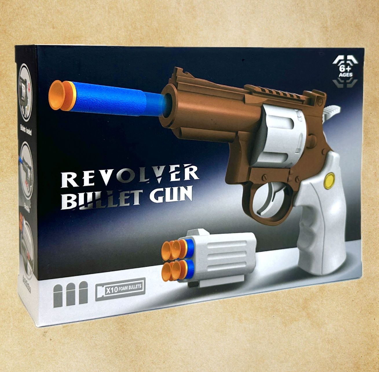 Бластер игрушечный ZHENGLEZUAN Revolver Bullet Gun с мягкими пулями, серый бластер игрушечный автоматический junfa fast pioneer 52х23 см c 36 мягкими пулями