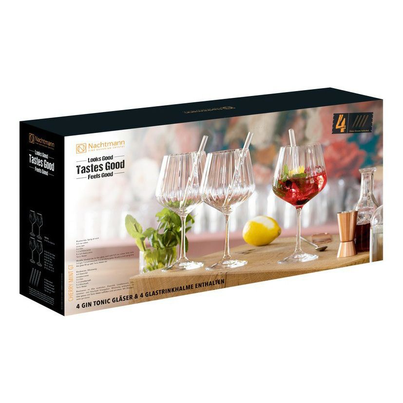 

Бокалы для коктейля Nachtmann Tastes Good с трубочками 640 мл 4 шт, Прозрачный