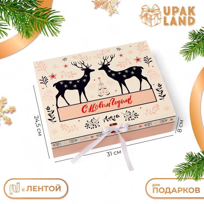 

Коробка подарочная UPAK LAND Новогодняя пара 31х24,5х8 см, 1 шт, Разноцветный
