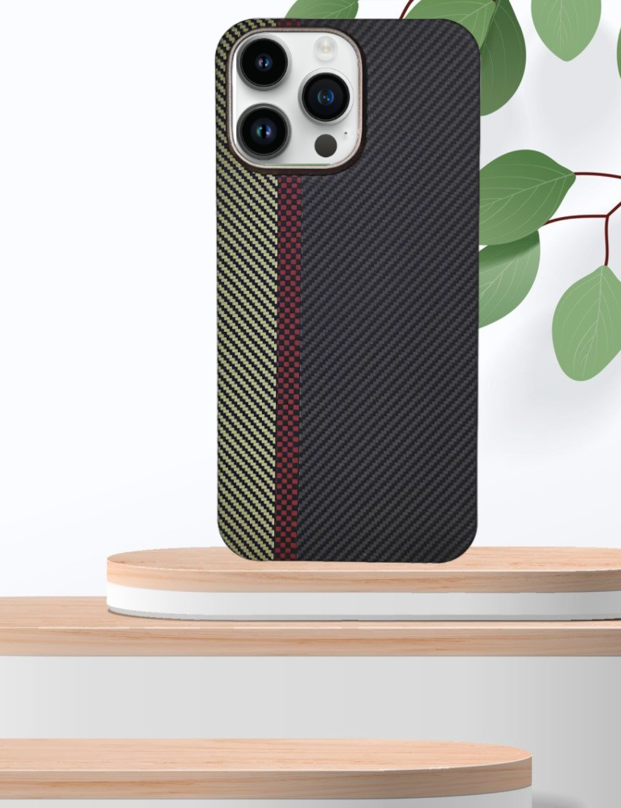 

Чехол Накладка Magsafe Для Iphone 14 Pro Kevlar Green Red Black, Черный, Apple iPhone 14 PRO