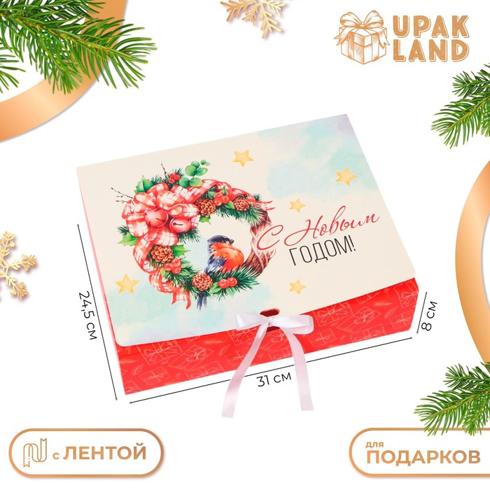 

Коробка подарочная UPAK LAND Снигирь и вено 31х24,5х8 см, 1 шт, Разноцветный