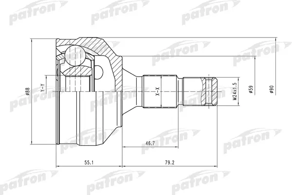 

ШРУС наружн к-кт 25x58x34 CITROEN: C4 04-, Peugeot: 307 00- PATRON PCV1455