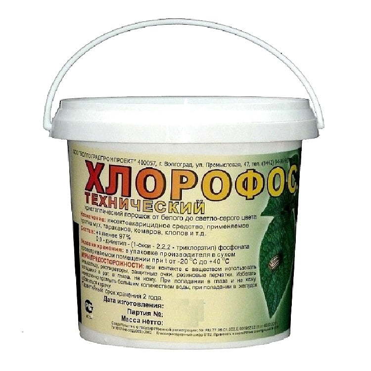 

Средство от тараканов, блох, клопов, клещей Хлорофос 97% 0,8 кг