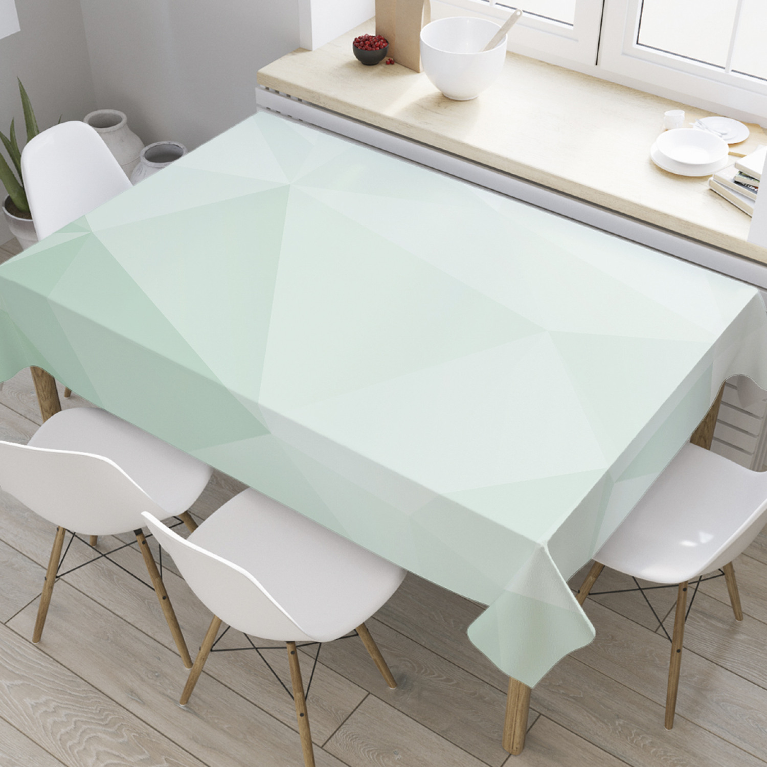 

Скатерть прямоугольная JoyArty "Легкая призма" из оксфорда, 120x145 см, Зеленый, Легкая призма