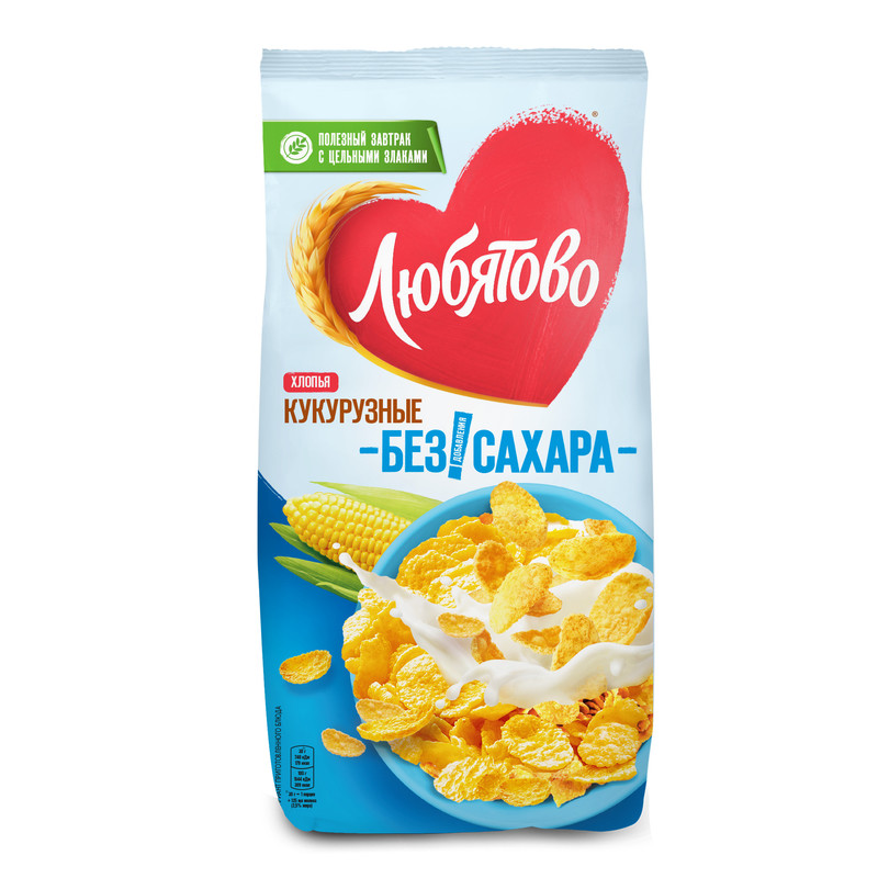 

Хлопья Любятово кукурузные Легкие, без сахара, 270 г