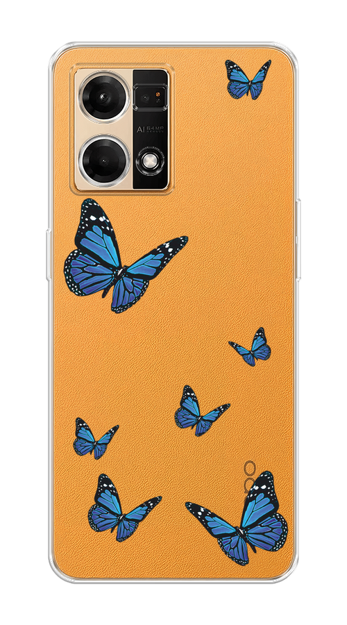 

Чехол на Oppo Reno 7 4G/8 4G "Blue butterflies", Синий;черный, 2511450-1