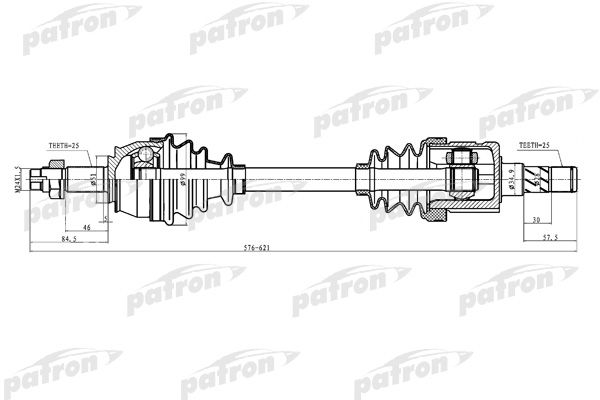 

Полуось передняя левая 25x579x51x25 OPEL: CORSA D 1.3CDTI (66KW) 06- PATRON PDS0287