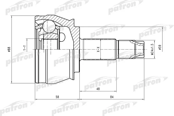 

ШРУС наружн к-кт 25x58.8x25 ALFA ROMEO:156 97-00, LANCIA: Lybra -00 PATRON PCV1245