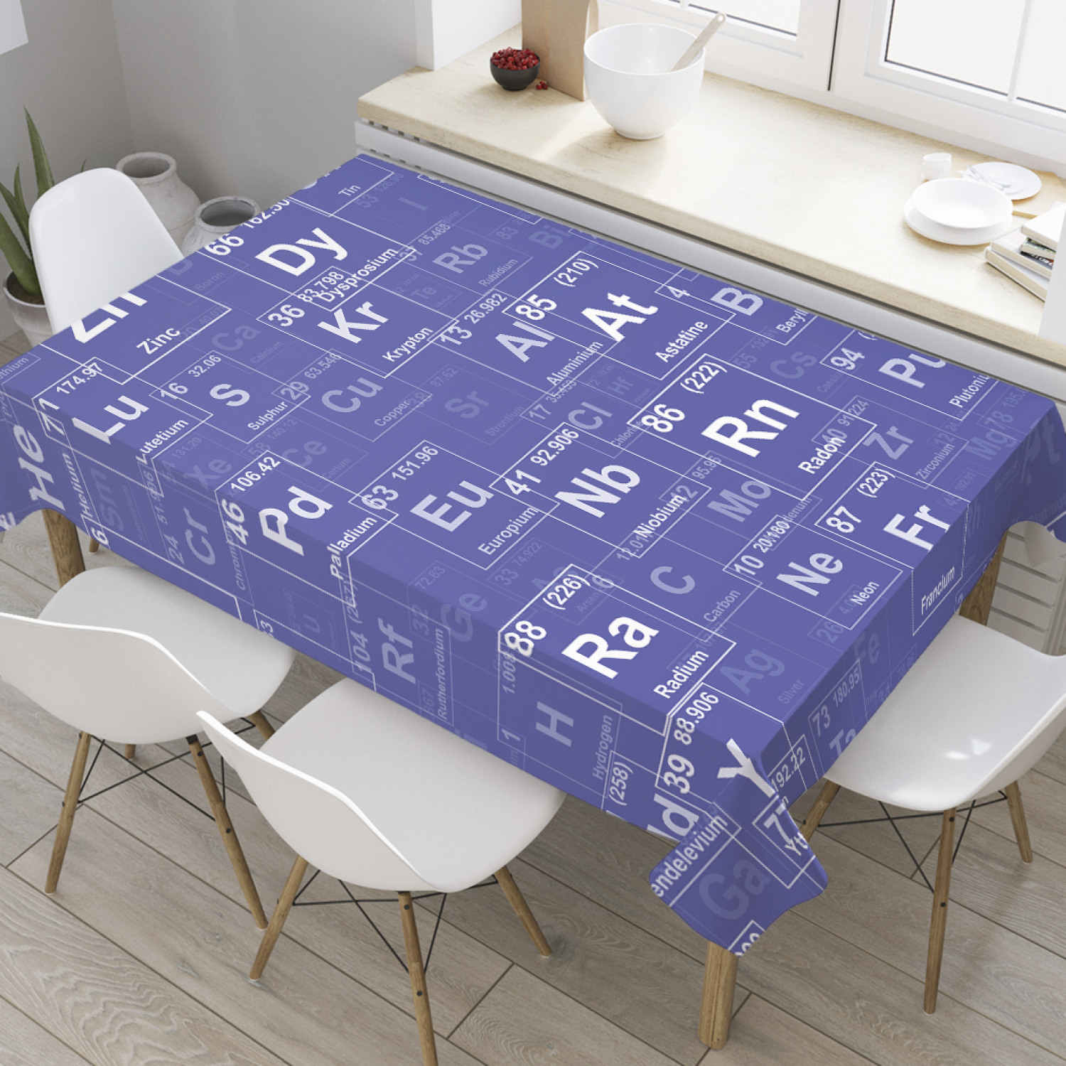 

Скатерть прямоугольная JoyArty "Химический состав" из оксфорда, 120x145 см, Синий, Химический состав