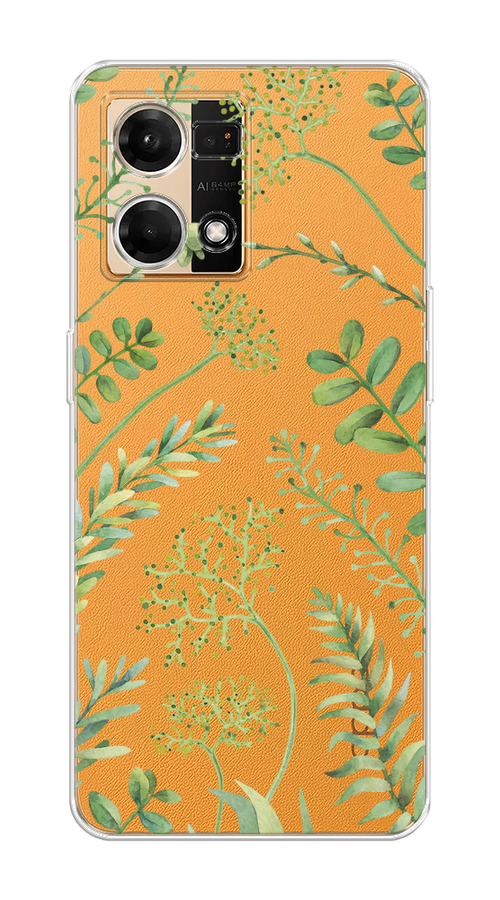 

Чехол на Oppo Reno 7 4G/8 4G "Green Leaves", Зеленый;прозрачный, 2511450-1