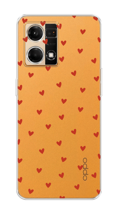 

Чехол на Oppo Reno 7 4G/8 4G "Red hearts", Красный;прозрачный, 2511450-1