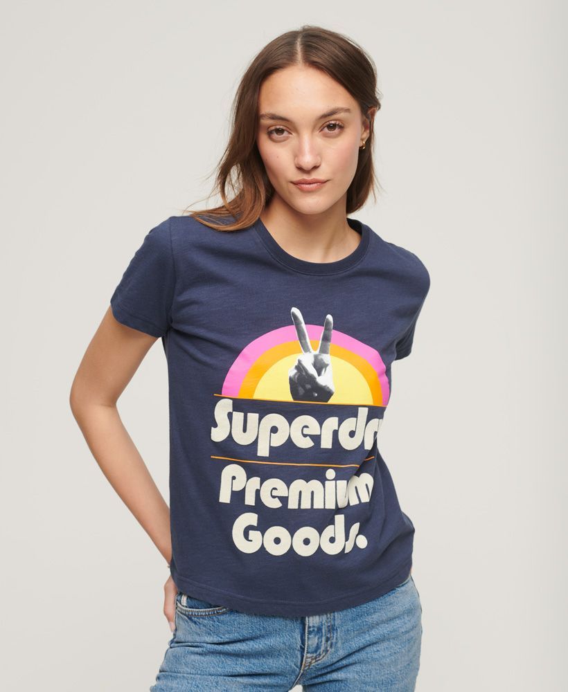 

Футболка женская Superdry W1011252A синяя 14 UK, Синий, W1011252A