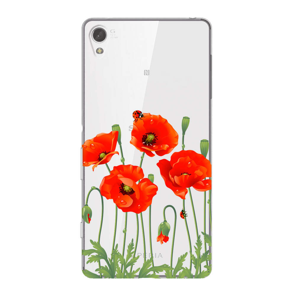

Чехол Deppa Art Case Flowers маки для Sony Xperia Z3+ + защитная пленка, Красный, Art Case