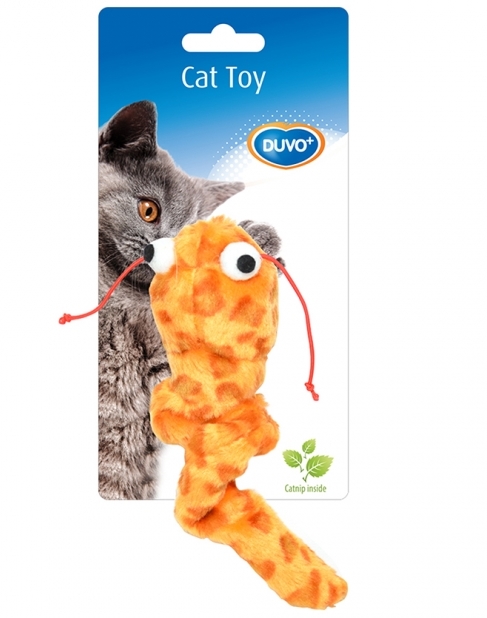 Игрушка для кошек интерактивная DUVO+ , с кошачьей мятой Сомик, оранжевая, 17х4.5х4см