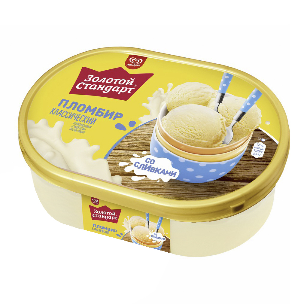 Мороженое пломбир Золотой Стандарт классический БЗМЖ 475 г