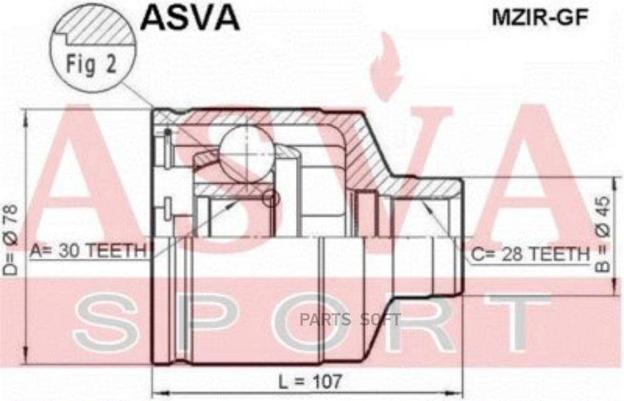 

ASVA MZIR-GF ШРУС внутр.прав.30x43x28 MAZDA 626 GF 1997-2002 () 1шт