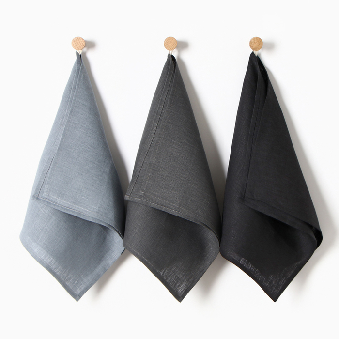 

Набор полотенец кух. Этель Minimalist design 40х70-3шт, 100% лён, Серый;черный