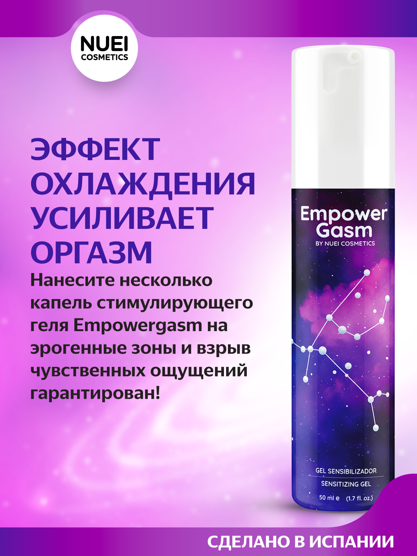 

Возбуждающий гель NUEI Empowergasm с охлаждающим эффектом унисекс, 50 мл