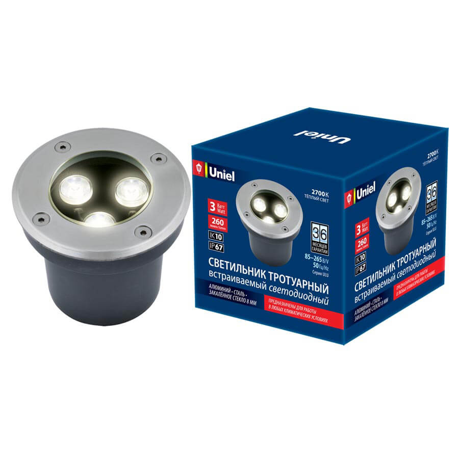 

Садовый светильник Uniel Ulu-b10a 1 шт., ULU-B10A-3W/2700K IP67 Grey ULU-B