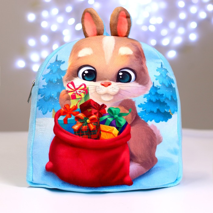 фото Рюкзак milo toys плюшевый заяц с подарками 24х24 см
