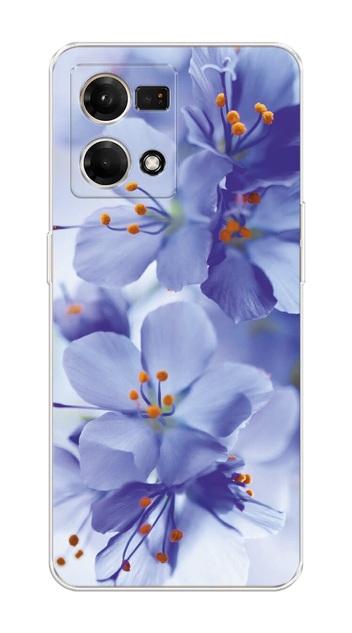 

Чехол на Oppo Reno 7 4G/8 4G "Фиолетовые цветки", Фиолетовый;синий, 2511450-1