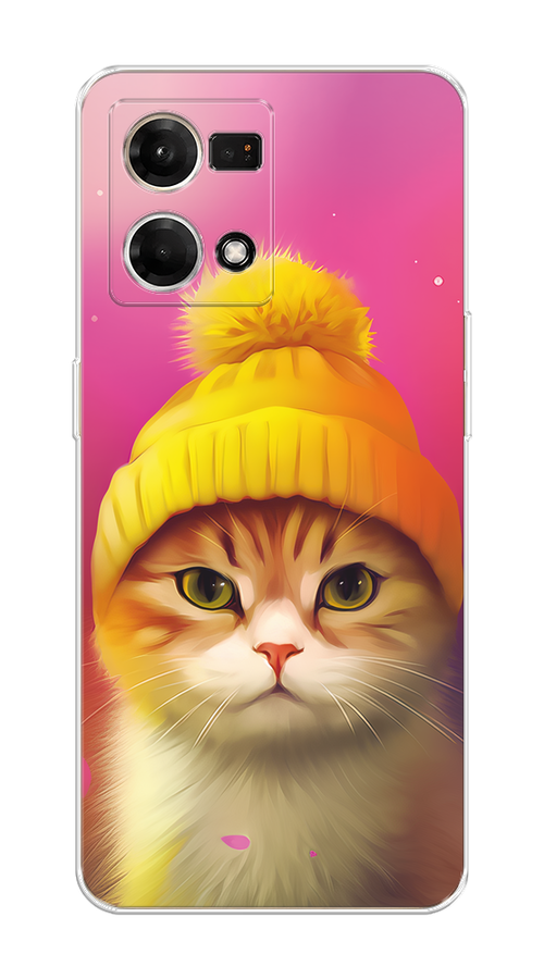 

Чехол на Oppo Reno 7 4G/8 4G "Котик в шапочке", Розовый;желтый;бежевый, 2511450-1