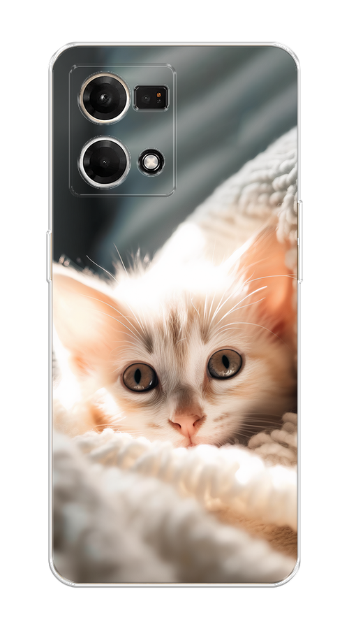 

Чехол на Oppo Reno 7 4G/8 4G "Белый шкодливый котенок", Серый;белый;бежевый;оранжевый, 2511450-1