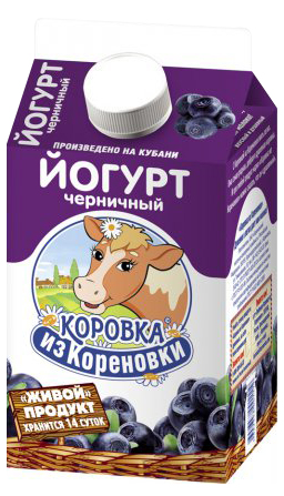 Питьевой йогурт Коровка из Кореновки черничный 2,5% БЗМЖ 450 г
