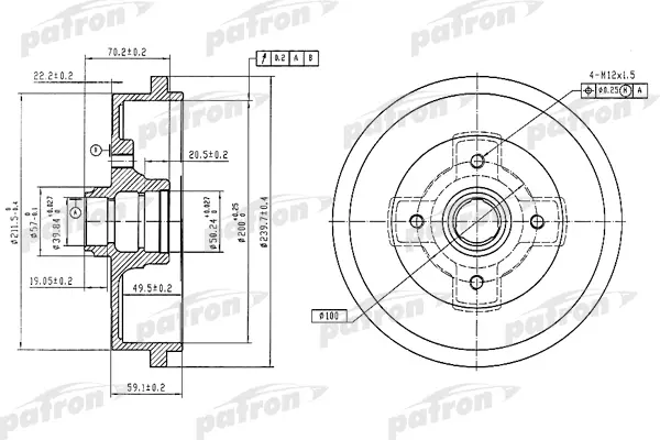 

Барабан тормозной задн AUDI: 80 72-78 PATRON PDR1404