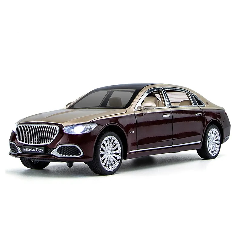 Металлическая модель XHD Mercedes-Benz Maybach S680, свет, звук, 1/24, красный, B2409