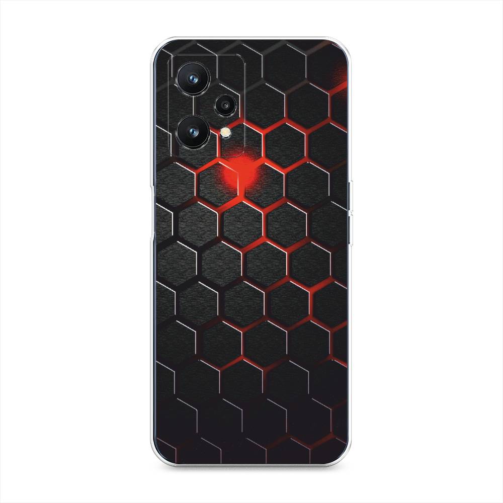 

Силиконовый чехол "Фон соты красные" на Realme 9 5G, Красный;черный