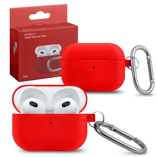 

Чехол для AirPods 3 Hang Silicon Case с карабином Red, Чехол AirPods 3 Hang Silicon Case с карабином Red