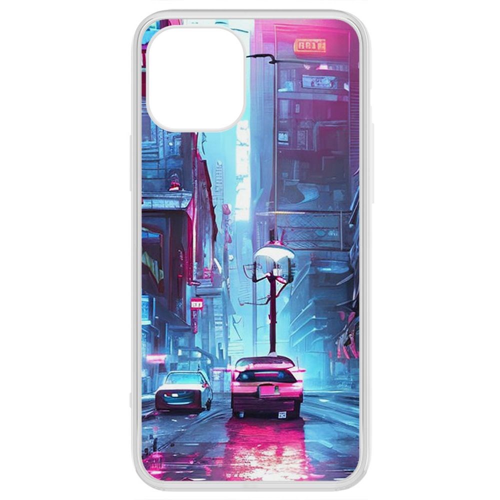 

Чехол-накладка Krutoff Clear Case Киберпанк Улица для iPhone 12, Прозрачный