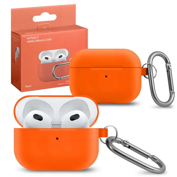 

Чехол для AirPods 3 Hang Silicon Case с карабином peach, Чехол AirPods 3 Hang Silicon Case с карабином peach