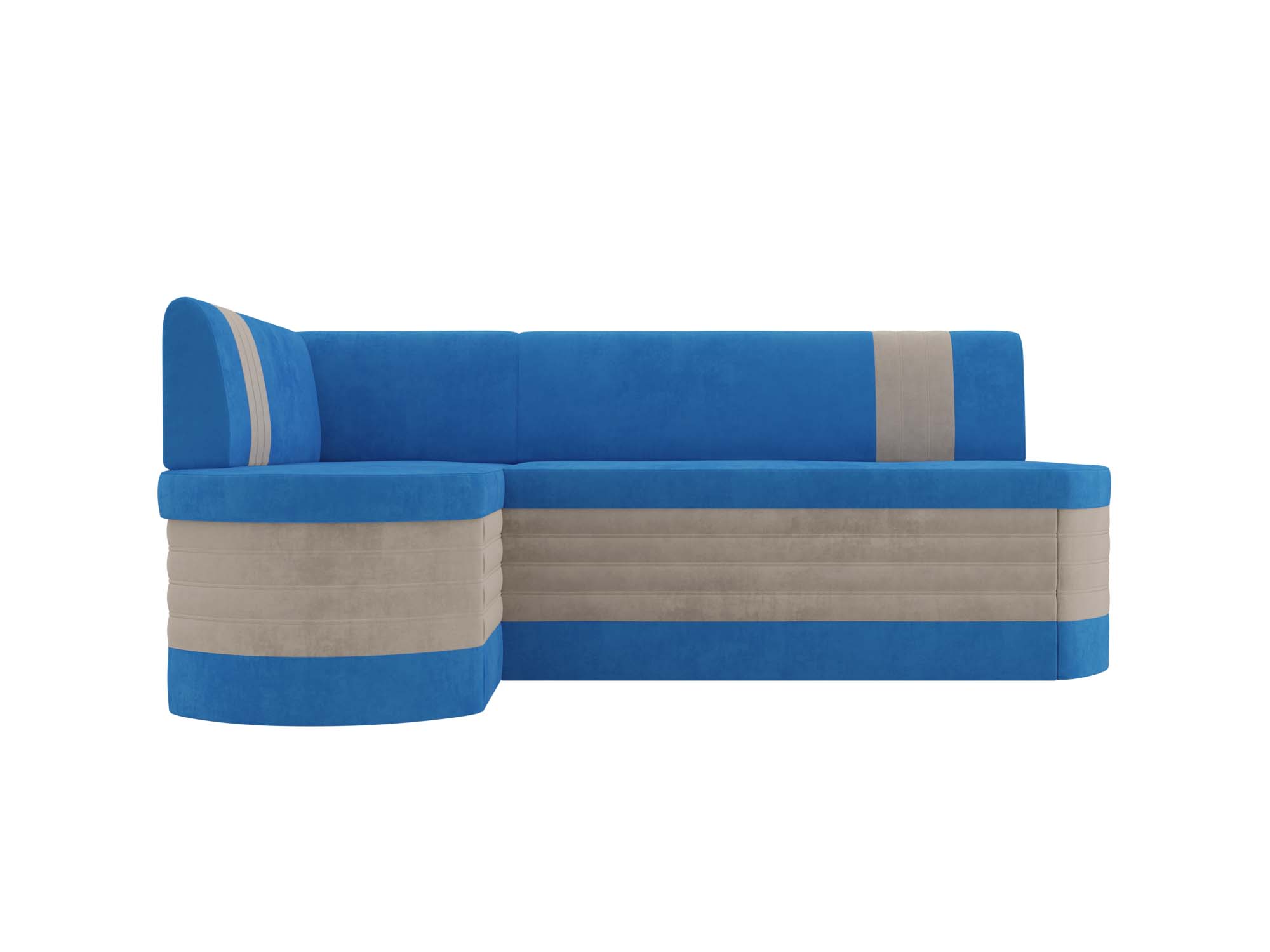 

Диван кухонный Лига Диванов Токио левый угол 204х126х82, велюр, голубой/бежевый, Кухонный угловой диван Токио левый угол