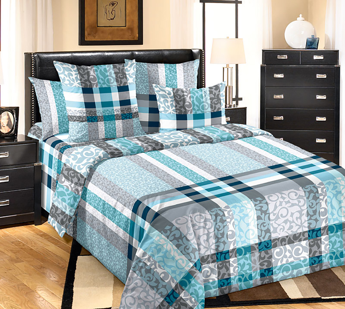 

Постельное белье Mercury Home Ментол 2 спальный Перкаль 2 наволочки 50x70, Ментол